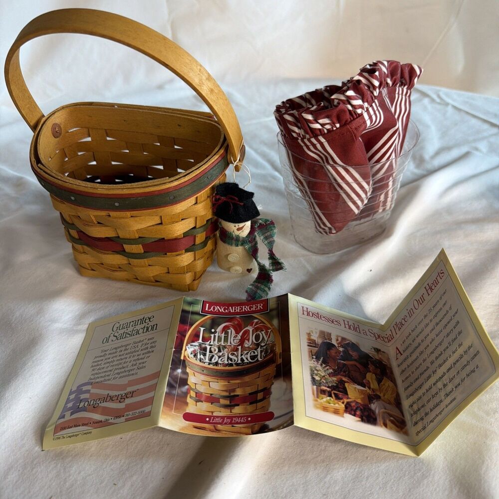 Longaberger Little Joy 1990 Small Hanging Basket w Liner and Protect/christmas